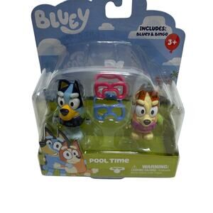 Moose Toys Bluey Pool Time‎ Set Figures Bluey Bingo NEW Rare